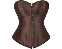 Sexy dameskorset – Gotisch kanten korset – Taillecorrigerende shapewear – Nauwsluitend lijfje met vetersluiting – Perfect voor gothic stijl, cosplay en Halloweenkostuums – bruin – Maat XXL