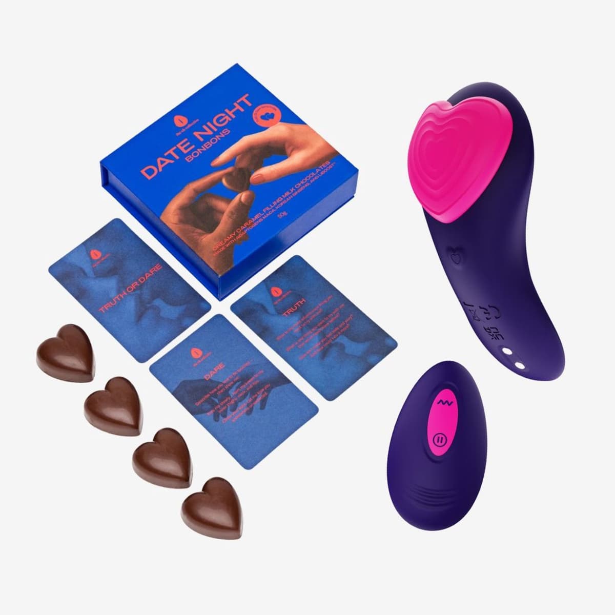 The Oh Collective The Love Game - Erotische cadeauset - draagbare koppelvibrator met afstandsbediening + libido bonbons — afbeelding 1