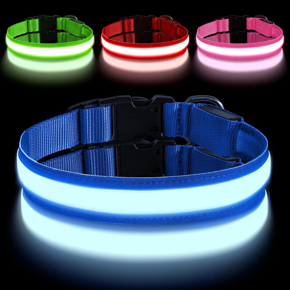 4 stuks Halsband lichtgevend - LED band - Honden halsband - Dog collar light - Verlichting hond - Op maat te knippen - oplaadbare LED-hondenhalsband- 28-40 cm - USB oplaadbaar - fluorescerende hondenhalsband voor in het donker — afbeelding 1