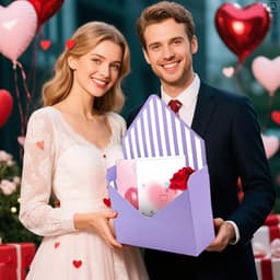 Geschenkdoos Set - Decoratieve Box - Cadeau Presentatie - Romantisch Design - 6 Delig - Paarse Strepen — thumbnail 2