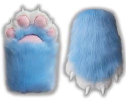 Fursuit Poten Faux Fur Pluche Harige Poten, Therian Poten met klauwen, Padding Therian Handschoenen, Harige Spullen Kat Poot Handschoenen Wolf Poot Vos Harige Handschoenen