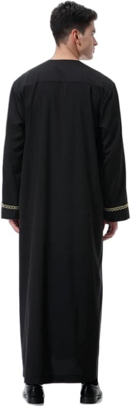 Kaftan Lange Mouw Thobe voor Mannen Zwart Jalabiya Jubba Abaya Heren Gewaden Moslim Gebed Kleden Islamitische Geschenken — thumbnail 4