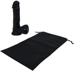 Sensationsdeluxe - Realistische Dildo met balzak - 18 cm - Dildo met zuignap - Zwart -Sex speeltje voor Mannen Anaal - en voor Vrouwen en man - Dildo Zakje — thumbnail 1
