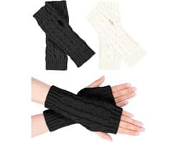 Handschoenen, dames polswarmers winter gebreide handschoenen warme korte halve handwarmers unisex