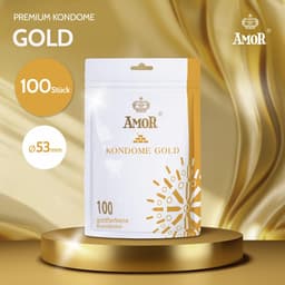 AMOR Premium Condooms, Met extra dunne of dikke wanddikte, Kleur Goud, 100 stuks, Ø 53 mm — thumbnail 2