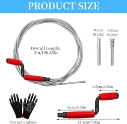 Pipe Cleaning Spiral 6 mm x 5 m, Drain Cleaner Spiral (5 m, Red) - ShopVlot — thumbnail 2