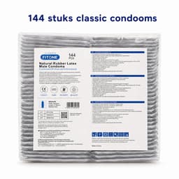 condooms 144 stuks – condooms naturel – condooms met glijmiddel – condooms 52mm – condooms grootverpakking – FiTONE — thumbnail 1
