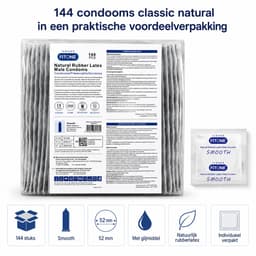 condooms 144 stuks – condooms naturel – condooms met glijmiddel – condooms 52mm – condooms grootverpakking – FiTONE — thumbnail 4