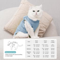 Kat Herstelpak - Kitten Onesie voor Katten Na Operatie, Cone of Shame Alternatief Chirurgisch Spay Pak voor Vrouwelijke Kat, Bescherming Na Operatie of Huidziekter -Blauw(S) — thumbnail 4