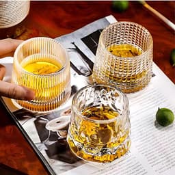 Whiskyglazenset van roterend glas, Wisky-glazen met bolvormige bodem voor proeverijen, 4 stuks, 4 stuks, speciaal voor rum, gin, amaro en sterke drank — thumbnail 1