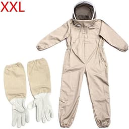 Beschermende kleding, comfortabele honingkledingset met afneembare sjaal en elastische banden, voor de bijenteelt, van polyester katoen, koffie, L, XL, XXL (XXXL) — thumbnail 5