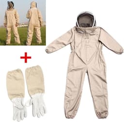 Beschermende kleding, comfortabele honingkledingset met afneembare sjaal en elastische banden, voor de bijenteelt, van polyester katoen, koffie, L, XL, XXL (XXXL) — thumbnail 4