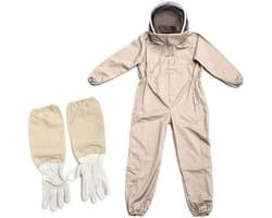 Beschermende kleding, comfortabele honingkledingset met afneembare sjaal en elastische banden, voor de bijenteelt, van polyester katoen, koffie, L, XL, XXL (XXXL)