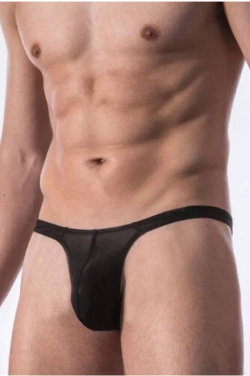 Zwart Transparant Tulle Herenstring Elastische Fit XS tot XL Comfortabele Onderbroek — afbeelding 1
