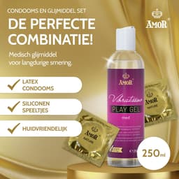 Set AMOR Premium Condoom en Glijmiddel - Ideale partners voor goede seks, 100 Nature Condooms Ø 53 mm + Vibratissimo Play Gel med 250 ml — thumbnail 4