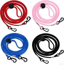 4 stuks handschoenhouders en mutsband, verstelbaar, nylon touw, anti-verlies, wantenclips, voor kinderen en volwassenen, winddichte mutsband voor skiën, outdoor, zwart, rood, roze, blauw — thumbnail 1