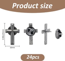 24 stuks Gunmetal Kruis Reversnaalden Legering Kruis Broches 2,5 x 1,6 cm Christelijke Broches Heren Pak Reversspelden voor Begrafenis Kerk Gebed Openbare Groothandel voor Kleding — thumbnail 5