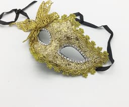 Venetiaans Masker - Vlindermotief - Stof - Goud — thumbnail 1