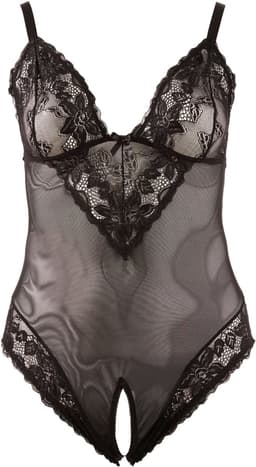 Cottelli Plus Size – Sexy Body met Open Kruis en Kanten Motieven Langs Randen voor Speciale Dates – Maat 2XL – Zwart — thumbnail 8