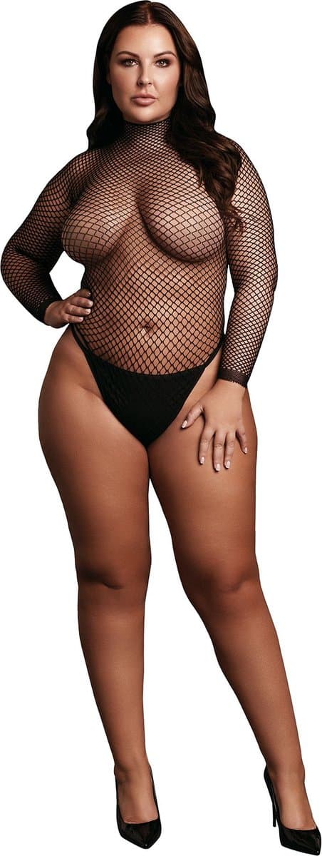 Body with Fishnet Structure and Turtle Neck - OSX - Black — afbeelding 1