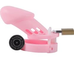Banoch | Cockcage Pink | siliconen | roze Chastity Cage met 5 ringen | small / medium