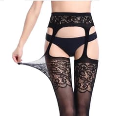Sexy luxe zwarte panty met jarretelgordel -Luxe panty - jarretel kousen- Cadeau voor Vrouw- Erotische kousen — thumbnail 1