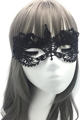 Venetiaans Masker Dames - Kant - Verkleedkleding - Masquerade Masker - Gemaskerd Bal - Galamasker - Zwart — thumbnail 2