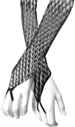 BamBella® - Extra lange Handschoenen zwart L/XL vingerloos glans shiny reptiel look Sexy fetish erotiek erotische lingerie accessoire - onesize — thumbnail 4