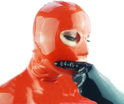 BNDGx® -100% Latex Masker ogen mond open - Anoniem Erotiek - Extreme BDSM sm fetish Rollenspel kleding Rood — thumbnail 5