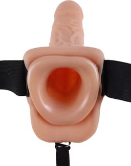 Pipedream - Fetish Fantasy - Vibrating Hollow Strap-On with Balls - 9 Inch - Skin — thumbnail 5
