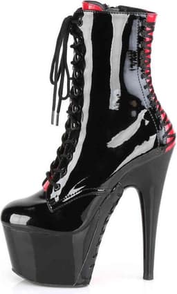 Pleaser - ADORE1020FH Plateau Laarzen, Paaldans schoenen - Paaldans schoenen - 42 Shoes - Zwart/Rood — thumbnail 3