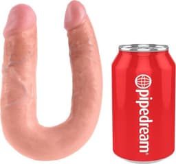 King Cock U-Shaped Double Trouble Dubbele Dildo Medium - beige — thumbnail 5