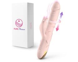 Pure Pleasure® Vibrators voor Vrouwen - 3-in-1 Vibrator met Stootfunctie, Pulsaties & Vibraties – Dildo - Vibrator - Clitoris Stimulator – 10 Stootstanden – 7 Vibratiestanden – Roze – Oplaadbaar & Stil
