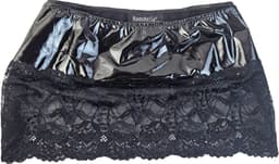 BamBella® - Datex mini Rok - Maat L/XL - zwart met kant Rollenspel sm dames sexy Glans kleding mix van Latex en stof — thumbnail 3
