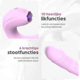Sinsaa Lulu Tong Vibrator - Likende Tong Vibrator - Clitoris Zuiger - Dildo Vibrator - Likkende Tong - Bef Vibrator - Clitoris Stimulator - Sex Toys voor vrouwen - 10 Likstanden - 6 Stootstanden - Siliconen - Voor hem - Voor haar — thumbnail 5