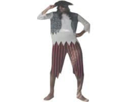 Verleidelijke Piraat Verkleedset – Gestreepte Broek, Gerafelde Blouse, Skull Vest & Hoofddoek L