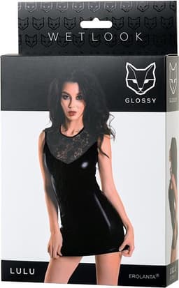Glossy Wetlook Zwart Jurk LULU - Zwart - M — thumbnail 2