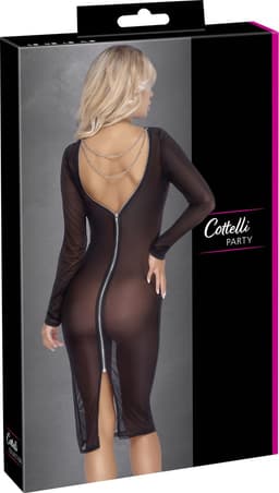 Cottelli Party - Transparante Jurk Met Lange Mouwen - Zwart — thumbnail 2