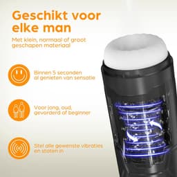 Storm 3 in 1 High End Masturbator met LED Display - Krachtige Masturbator - Watervast Ontwerp - Masturbator voor in bad of onder de douche - Roteren Vibreren en Stotende Masturbator — thumbnail 6