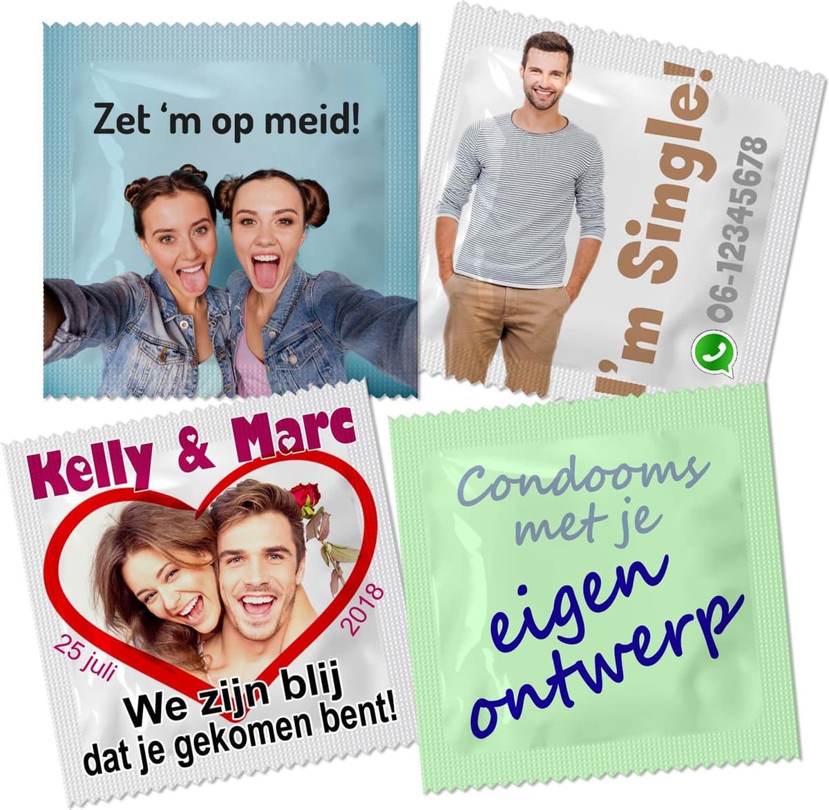 Condoomfolies met eigen bedrukking - 10 stuks — afbeelding 1
