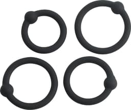 Banoch | Eikelring Set van Zwart Siliconen | Ø 25/28/30/32 mm | Set van 4 Cockringen | Flexibel & Comfortabel | penisring — thumbnail 2