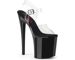 Pleaser - NAUGHTY808 Sandaal met enkelband, Paaldans schoenen - US 7 - 37 Shoes - Transparant/Zwart