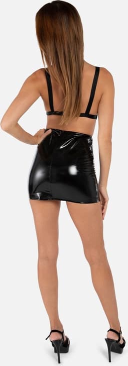 Christine le Duc - Mini Rokje met Wetlook - Lak Kleding - Laklook - Black Love - Zwart — thumbnail 8