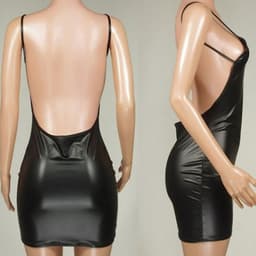 WiseGoods Luxe Latex Wetlook Jurkje Dames - Feest Jurkjes - Sexy Kleren Vrouwen - Party Kleding - Jurk - Disco Jurken - Zwart - XL — thumbnail 3