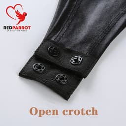 Mini bodysuit PU Leder - Open zijkanten - Zwart — thumbnail 4