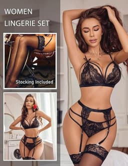 Sensuele lingerie set voor dames - babydoll, 5-delige erotisch kant, masker, pyjama-beha voor romantische gelegenheden — thumbnail 4