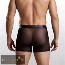LekkerStout 2-Pack Heren Boxershorts met Open Kruis - Laklook en Mesh - Zwart/Rood - Maat M | LS266 — thumbnail 6