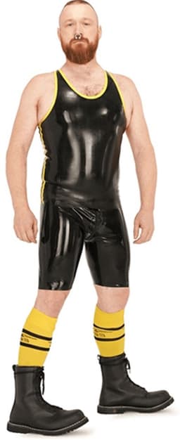 Mister b rubber muscle shirt black yellow small — thumbnail 1