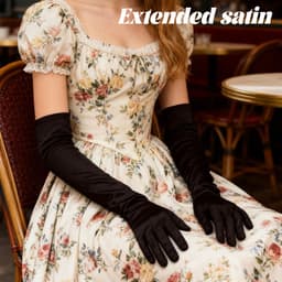 Lange dames handschoenen - extra lange satijnen stretch satijnen handschoenen - vintage feest dameshandschoenen - bruidshandschoenen - geschikt voor bruiden bruiloft opera theekransje — thumbnail 2