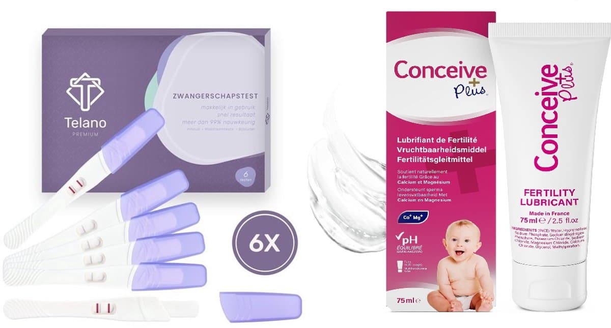 Conceive Plus Glijmiddel + 6x Zwangerschapstest Telano Premium Midstream - Sneller Zwanger Worden. — afbeelding 1